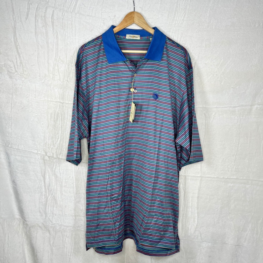 Peter Millar‎ XXL Mens Polo Shirt Simple Stripe SS Potion Golf Casual, NWT